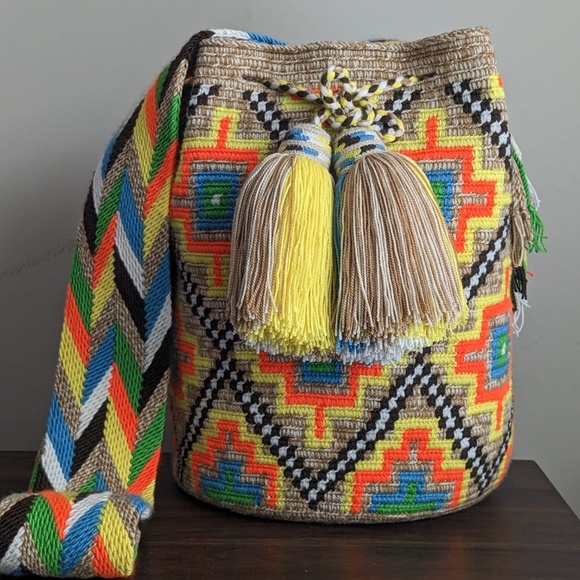 Wayuu Tribe Handbags - Authentic Wayuu Mochila Colombian Bag Large Size Colors matizada Autumn